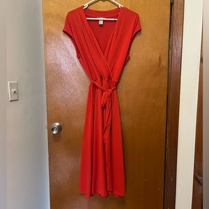 H&M Coral V-neck A line dress